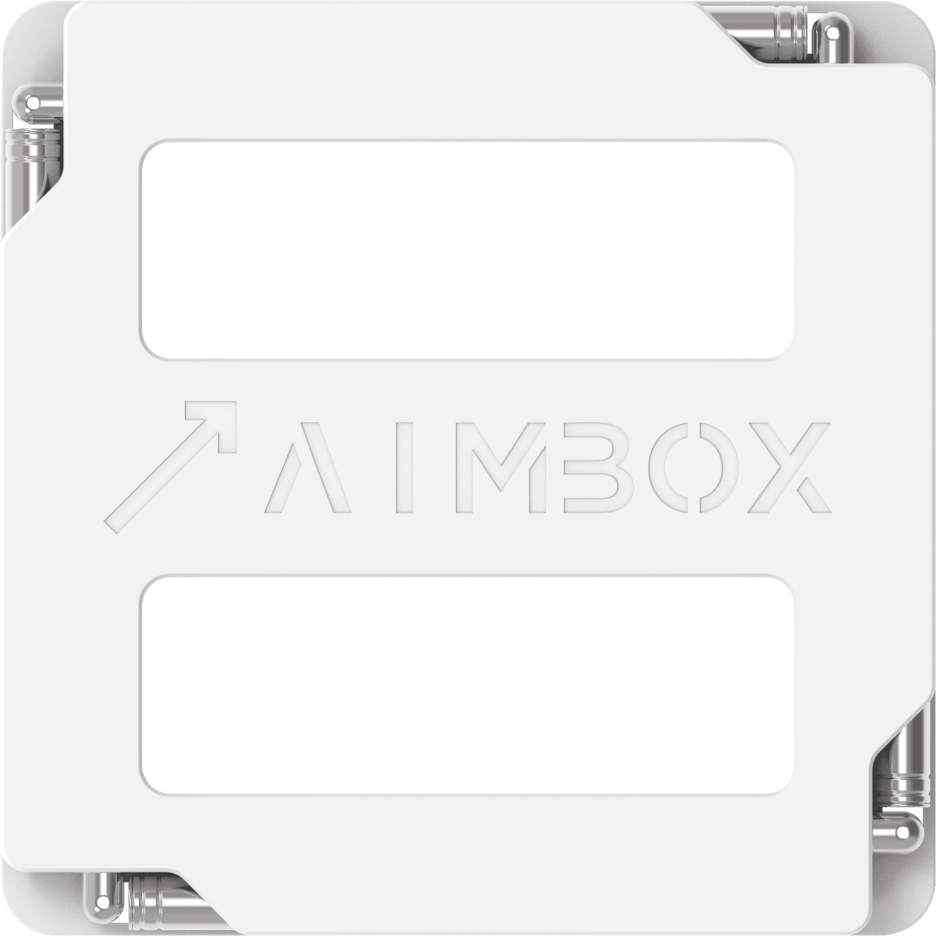 The AimBox golf training aid folded out with four alignment rods