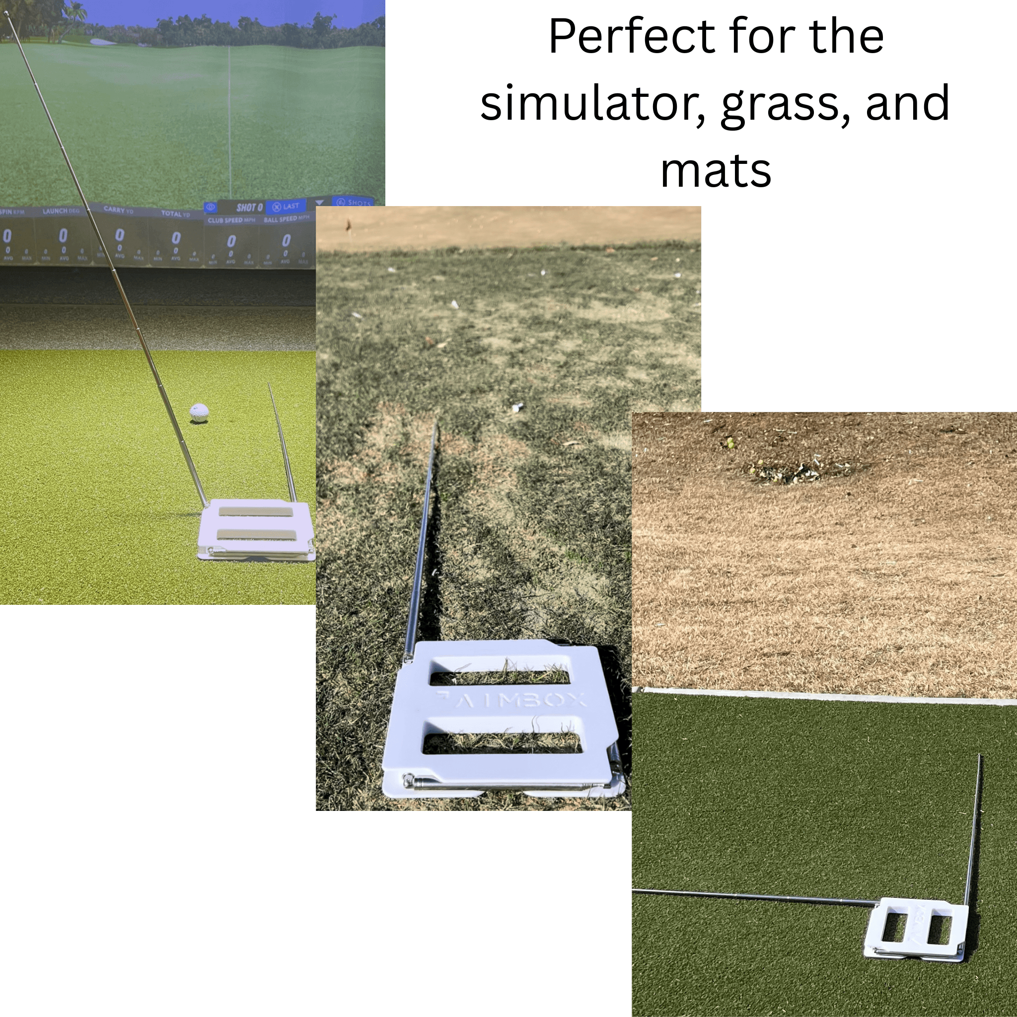 AimBox used during indoor golf simulator practice